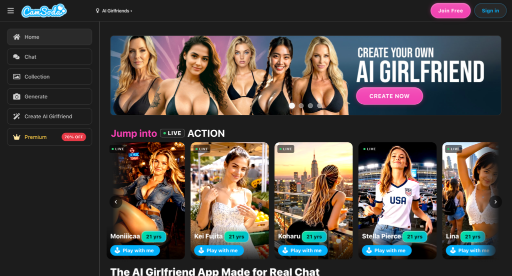 CamSoda AI site