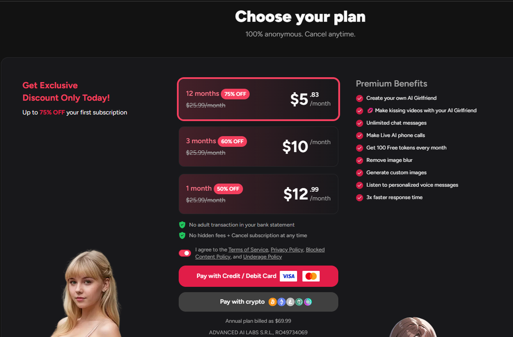 FantasyGF AI pricing