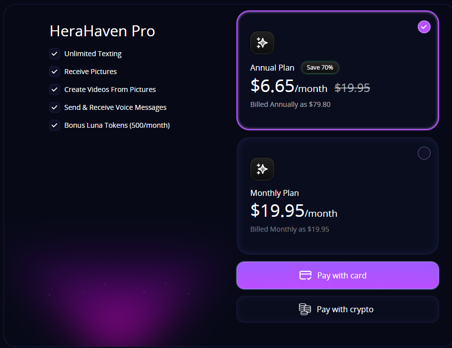 HeraHaven AI pricing