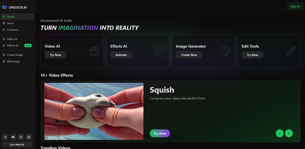 Unlucid AI site